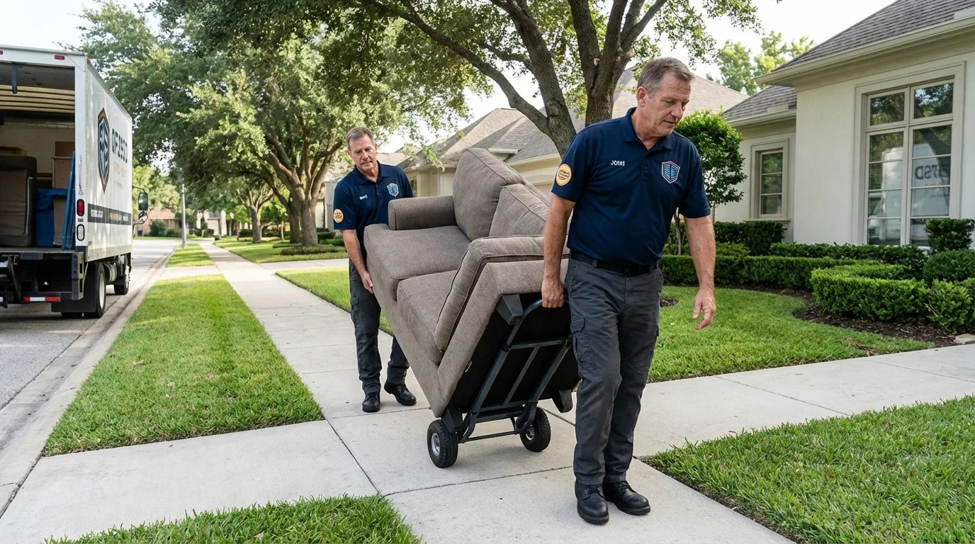 Local residential moving crew loading furniture in Aliquippa, PA